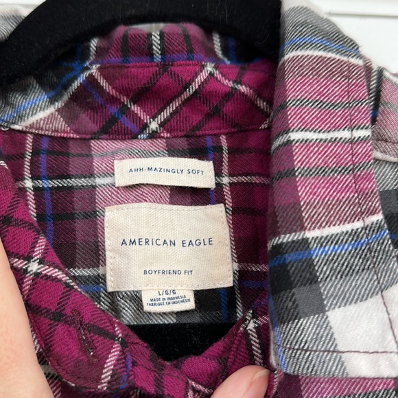 SOLD American Eagle Boyfriend Fit Pink & Blue Flannel - Picture 5 of 9